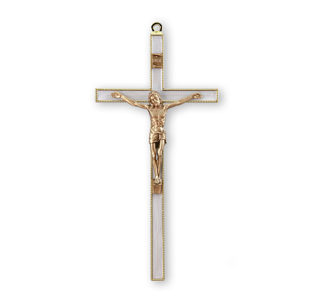 Medium Catholic White Pearlized Crucifix, 7, For Home, Office