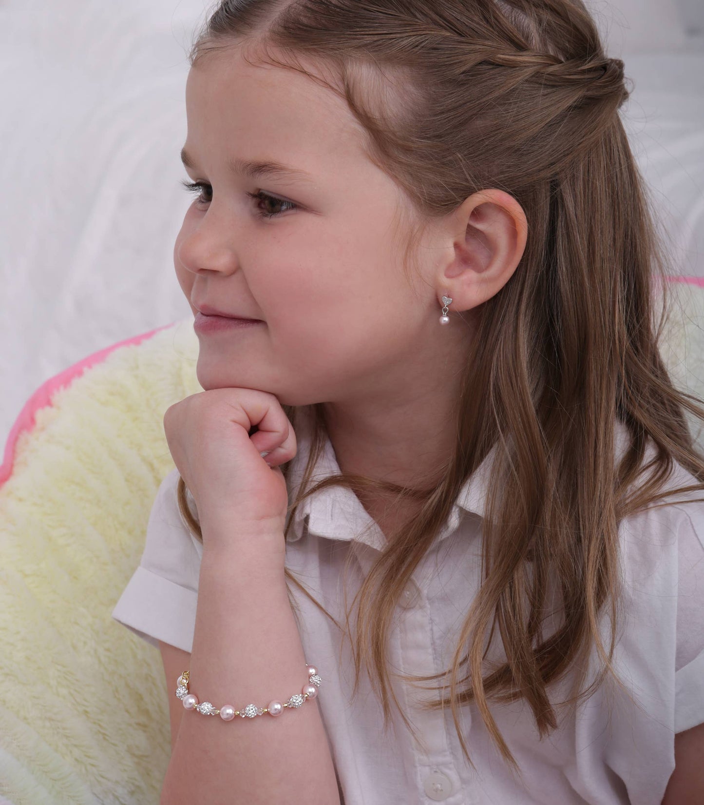 Kid's Sterling Silver Pink Pearl Baby or Child's Bracelet: Small 0-12m