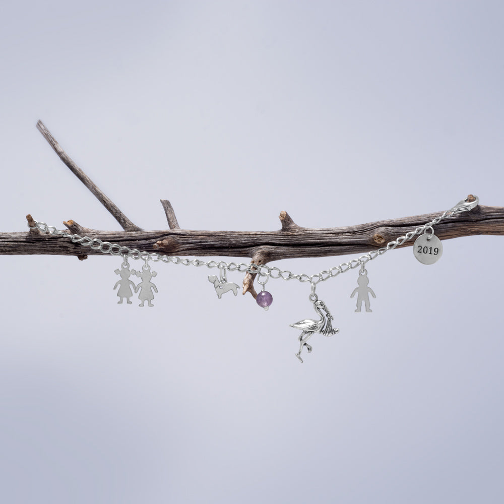 Stork with Baby Charm