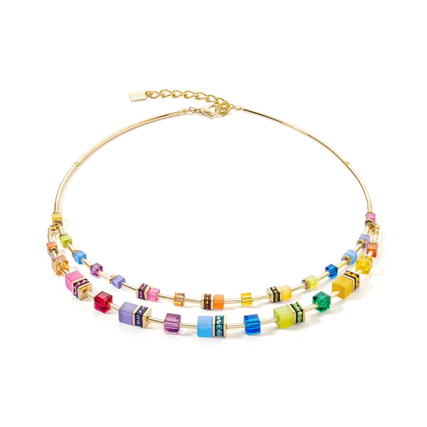 GeoCUBE® Iconic Layer necklace gold-rainbow