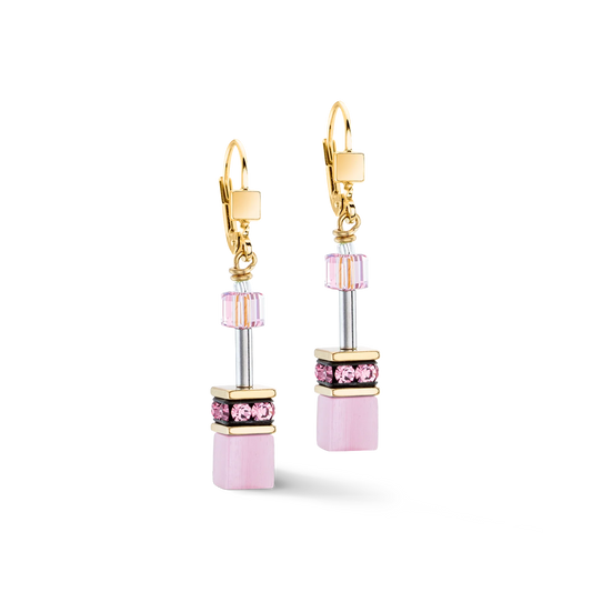 GeoCUBE® Iconic Mono Gold earrings pink