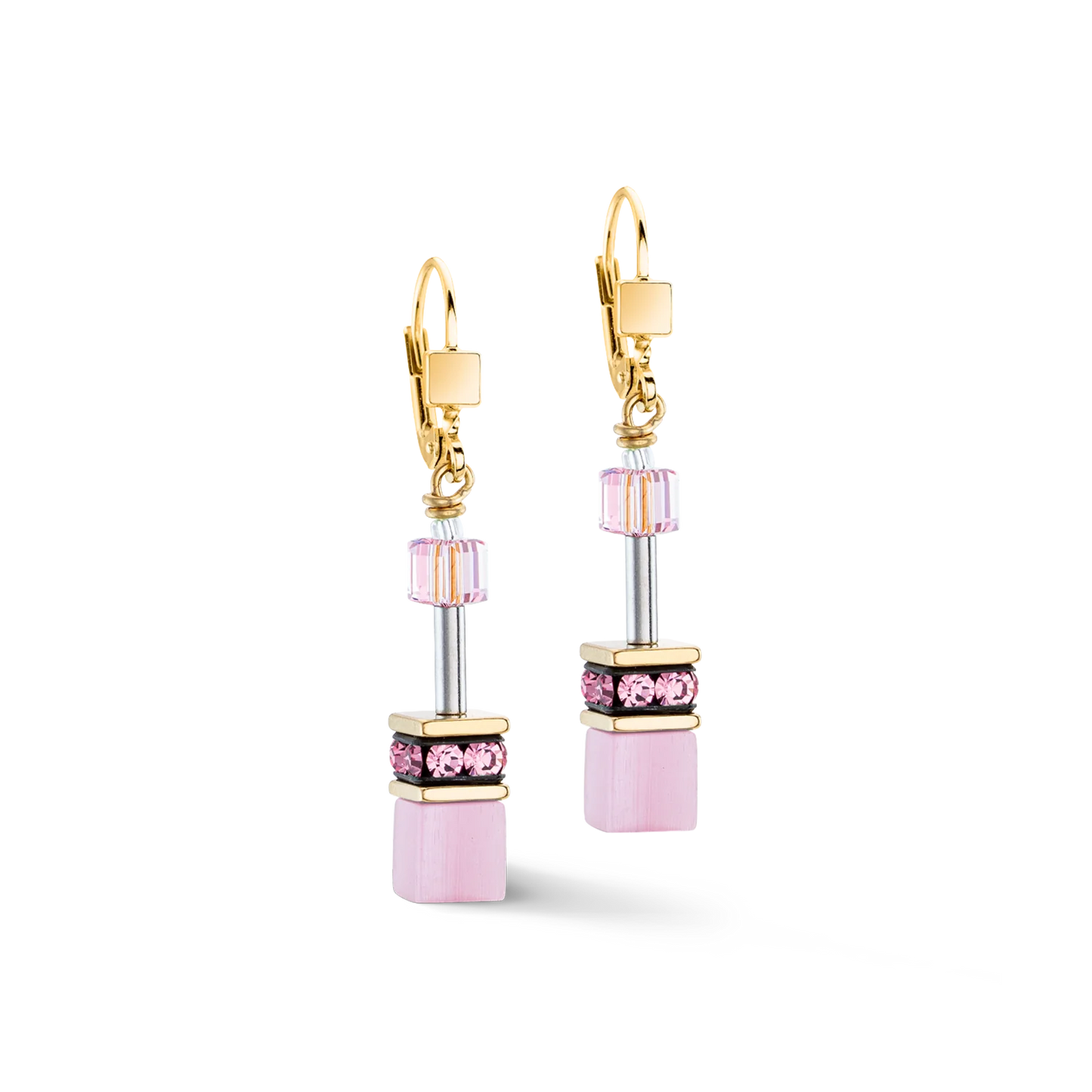 GeoCUBE® Iconic Mono Gold earrings pink