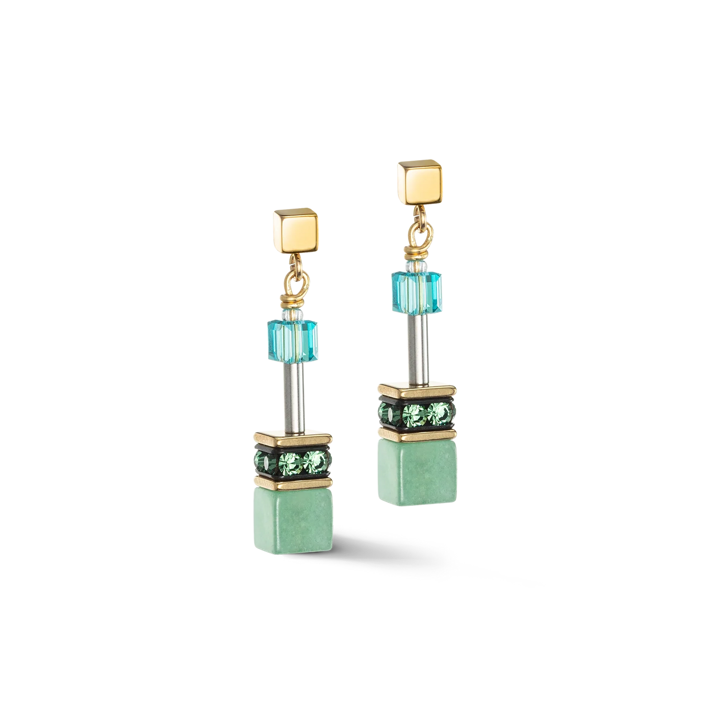 GeoCUBE® Iconic Precious earrings green-turquoise