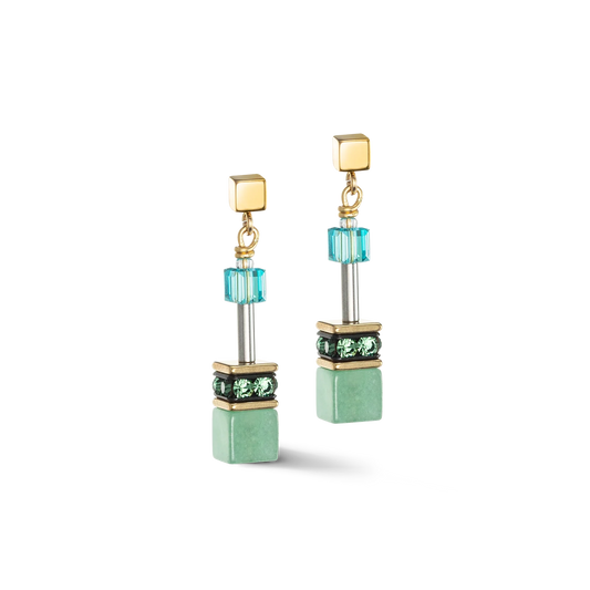 GeoCUBE® Iconic Precious earrings green-turquoise