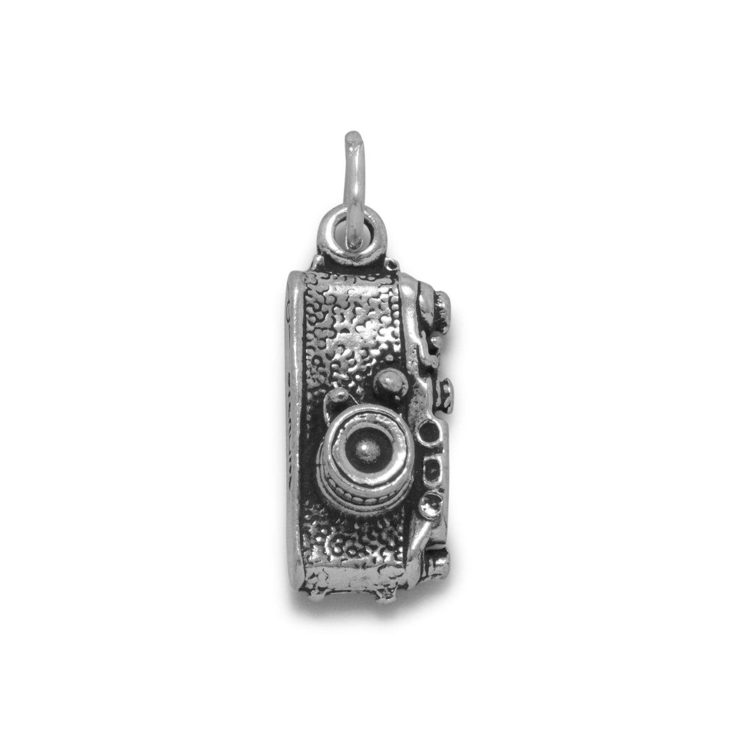 Oxidized Sterling Silver Camera Charm, Made in USA