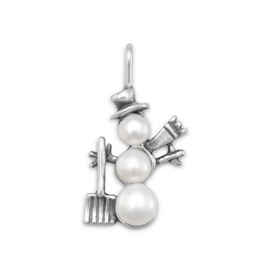 Cultured Freshwater Pearl Snowman Charm