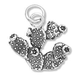 Oxidized Sterling Silver Prickly Pear Cactus Charm