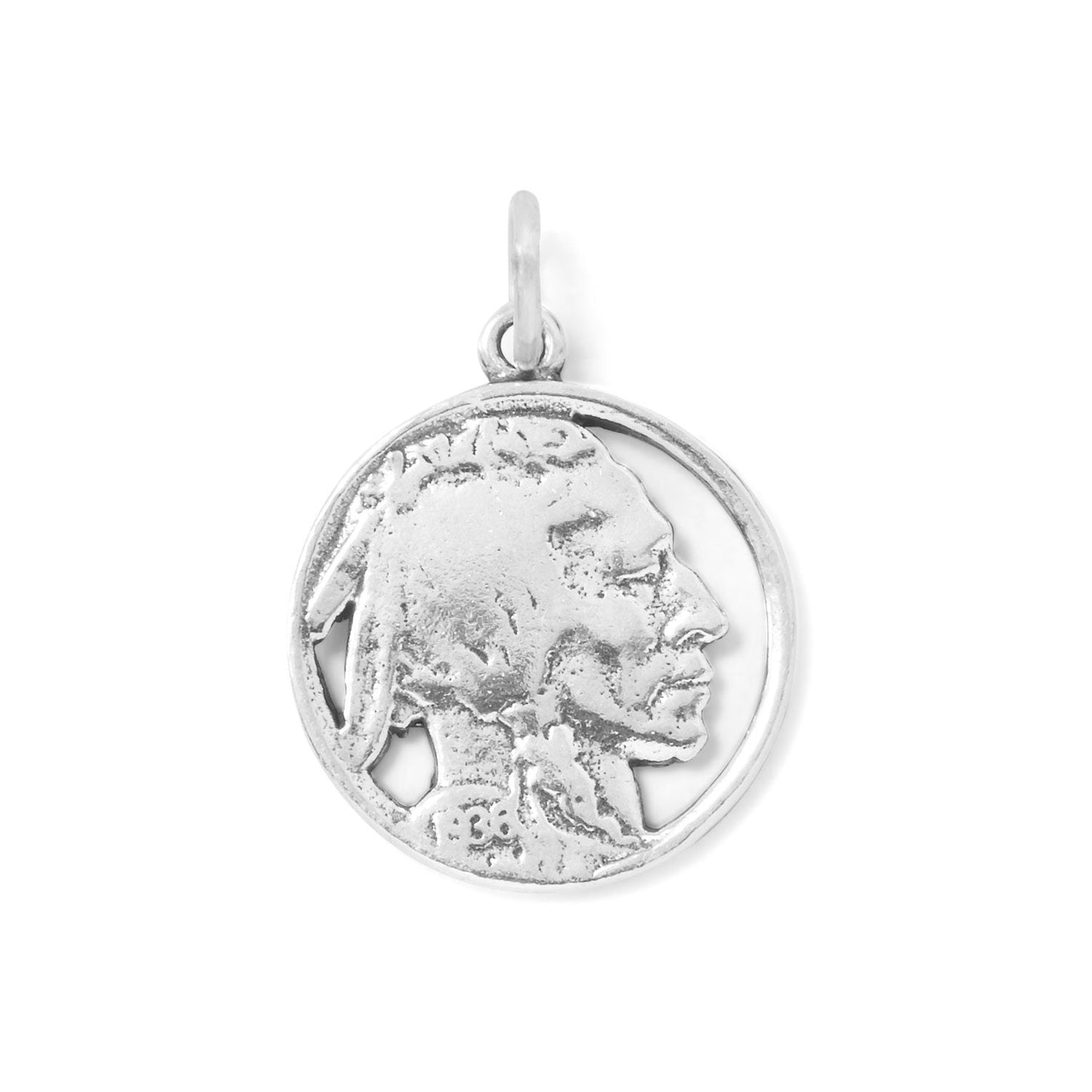 Sterling Silver Native American Nickel Design Charm, Made in USA