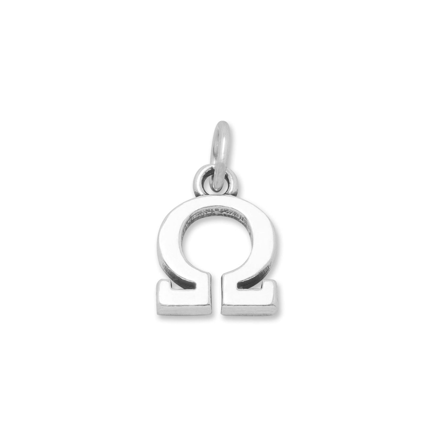 Sterling Silver Greek Alphabet Letter Charm - Omega, Made in USA