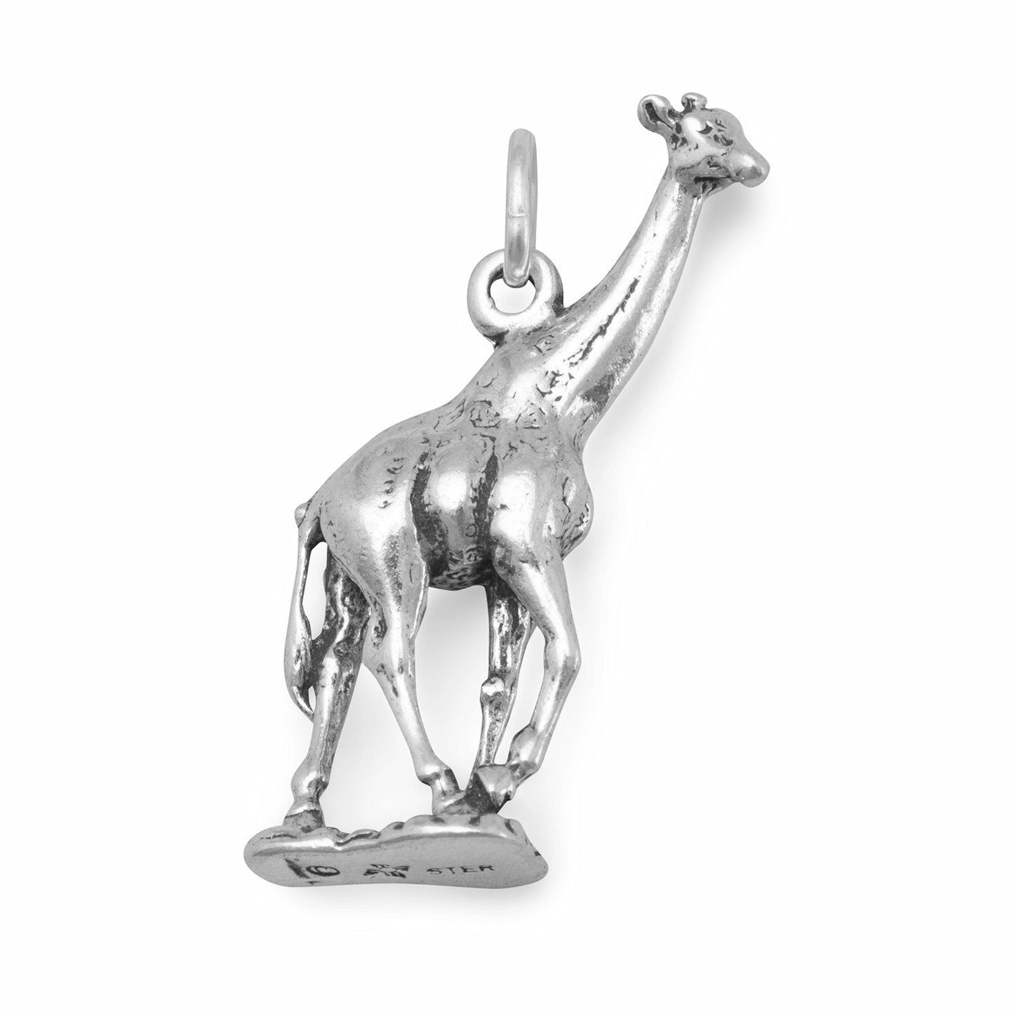 Oxidized Sterling Silver Gentle Giant! Giraffe Charm, Made in USA