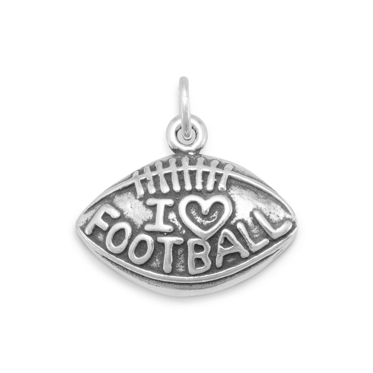 Sterling Silver "I Love Football" Charm, Made in USA