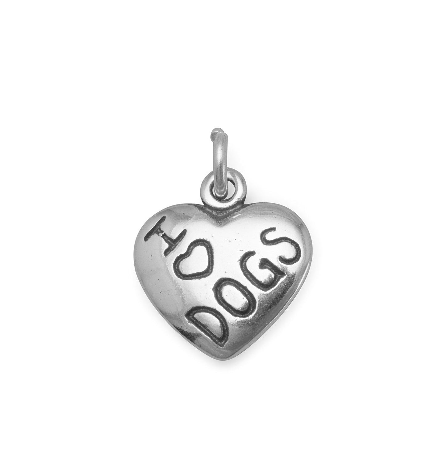 Sterling Silver I Love DOGS Charm