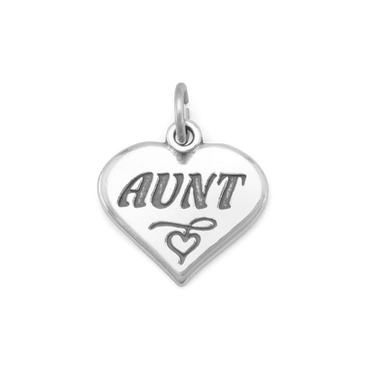 Oxidized Heart Charm with "Aunt"