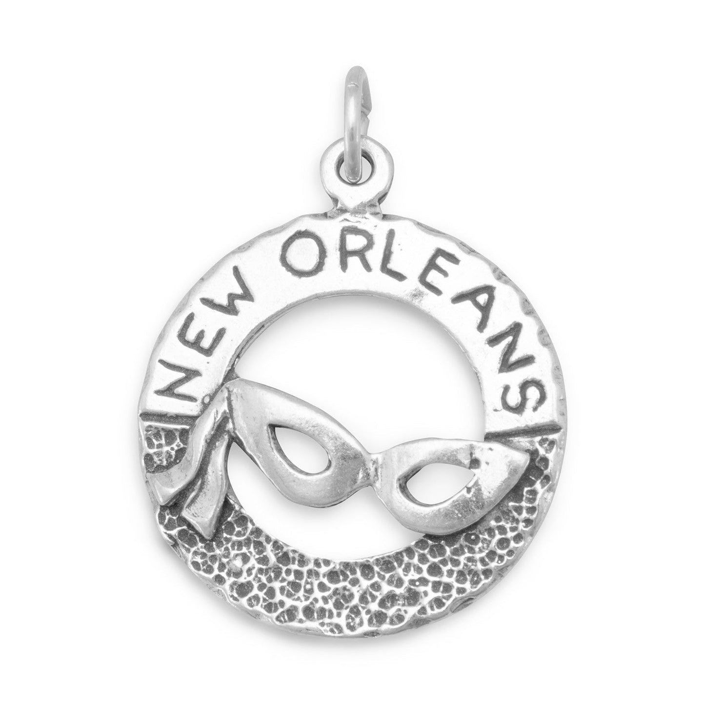 Sterling Silver New Orleans with Mardi Gras Mask Charm, Made in USA