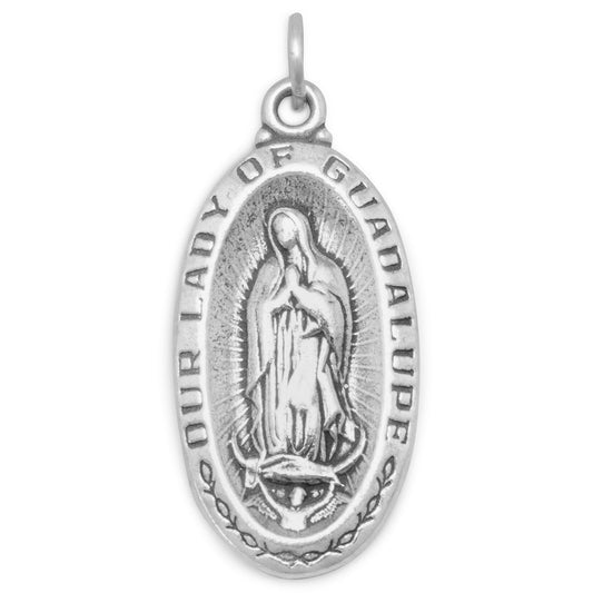 Oxidized "Our Lady of Guadalupe" Medallion Charm