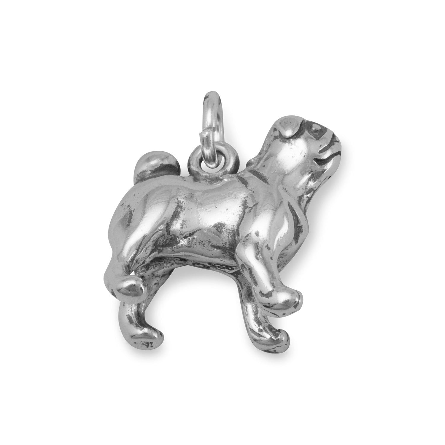 Oxidized Pug Dog Charm