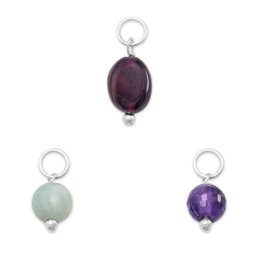 Sterling Silver Gem Drop Birthstone Charm (January-Decemeber)