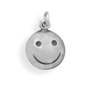 Oxidized Smiley Face Charm