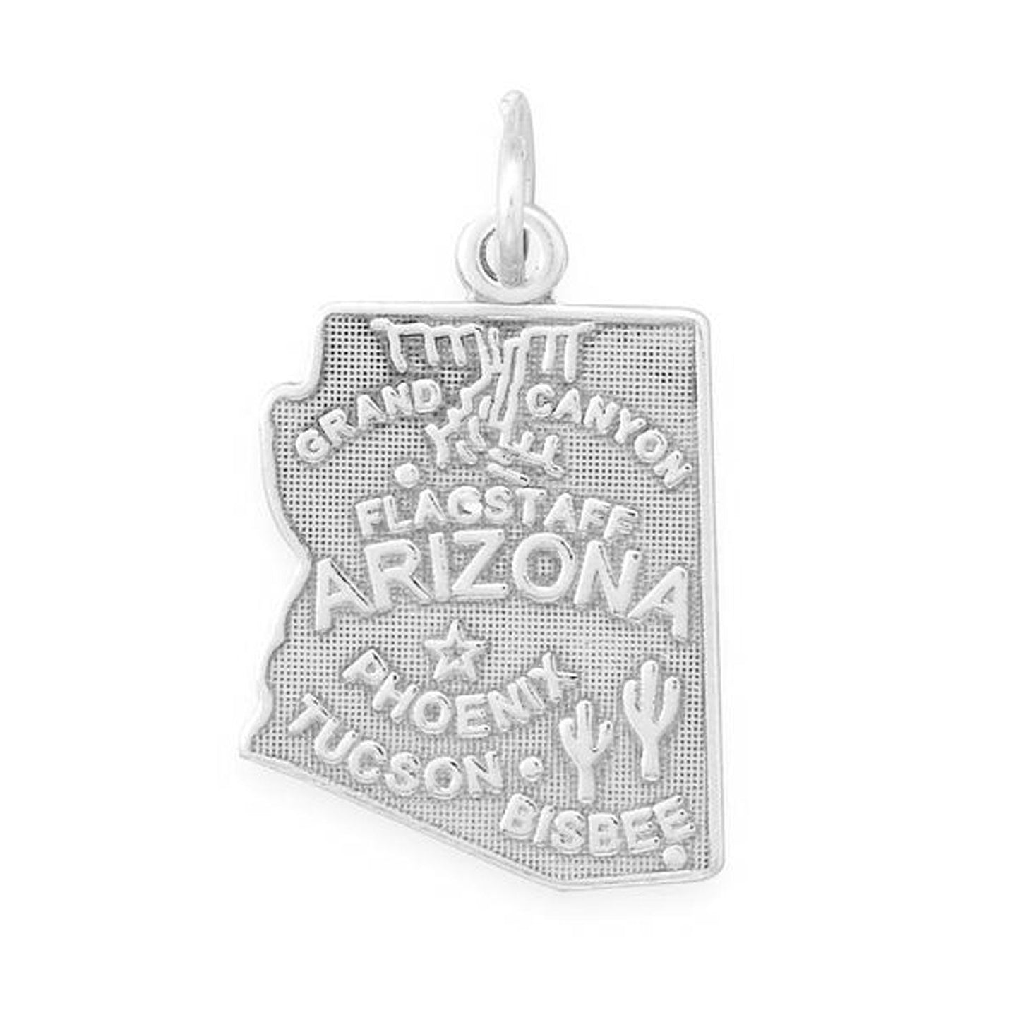 Oxidized Sterling Silver Arizona State Charm, Made in USA