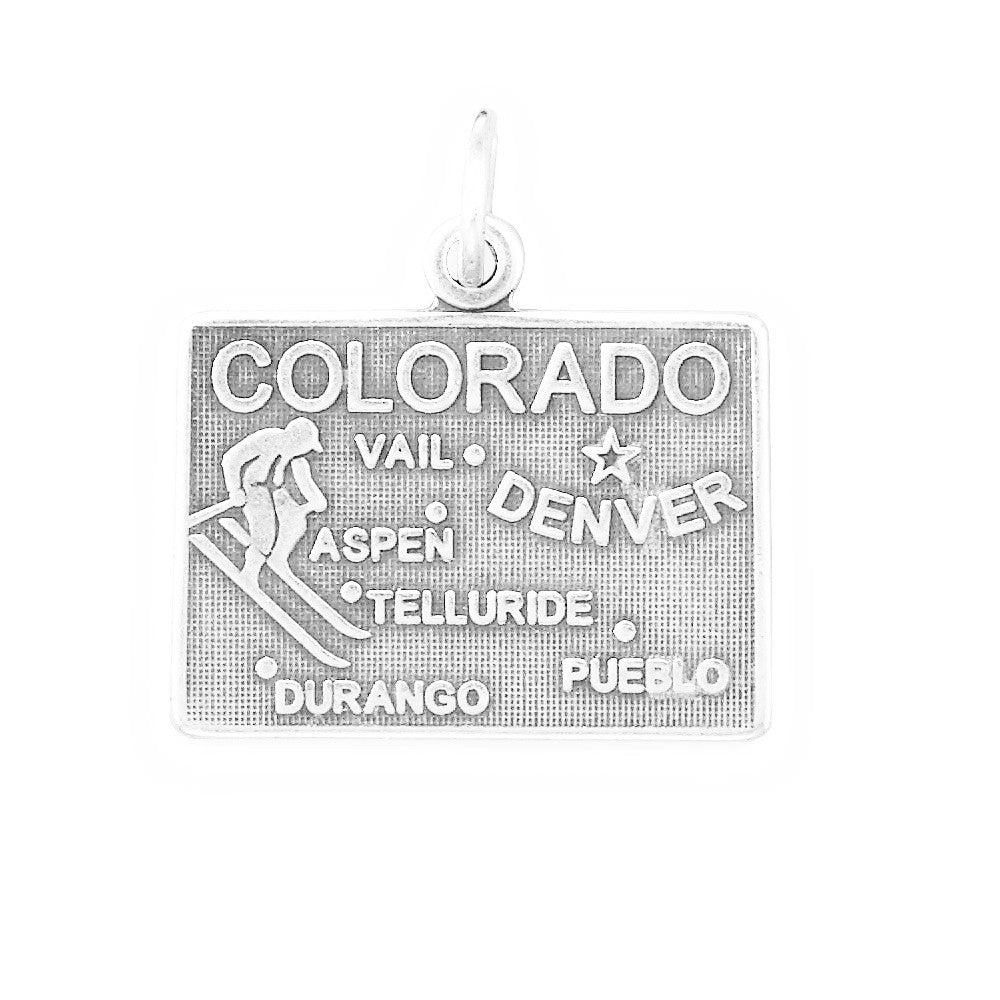 Oxidized Sterling Silver Colorado State Charm, Made in USA