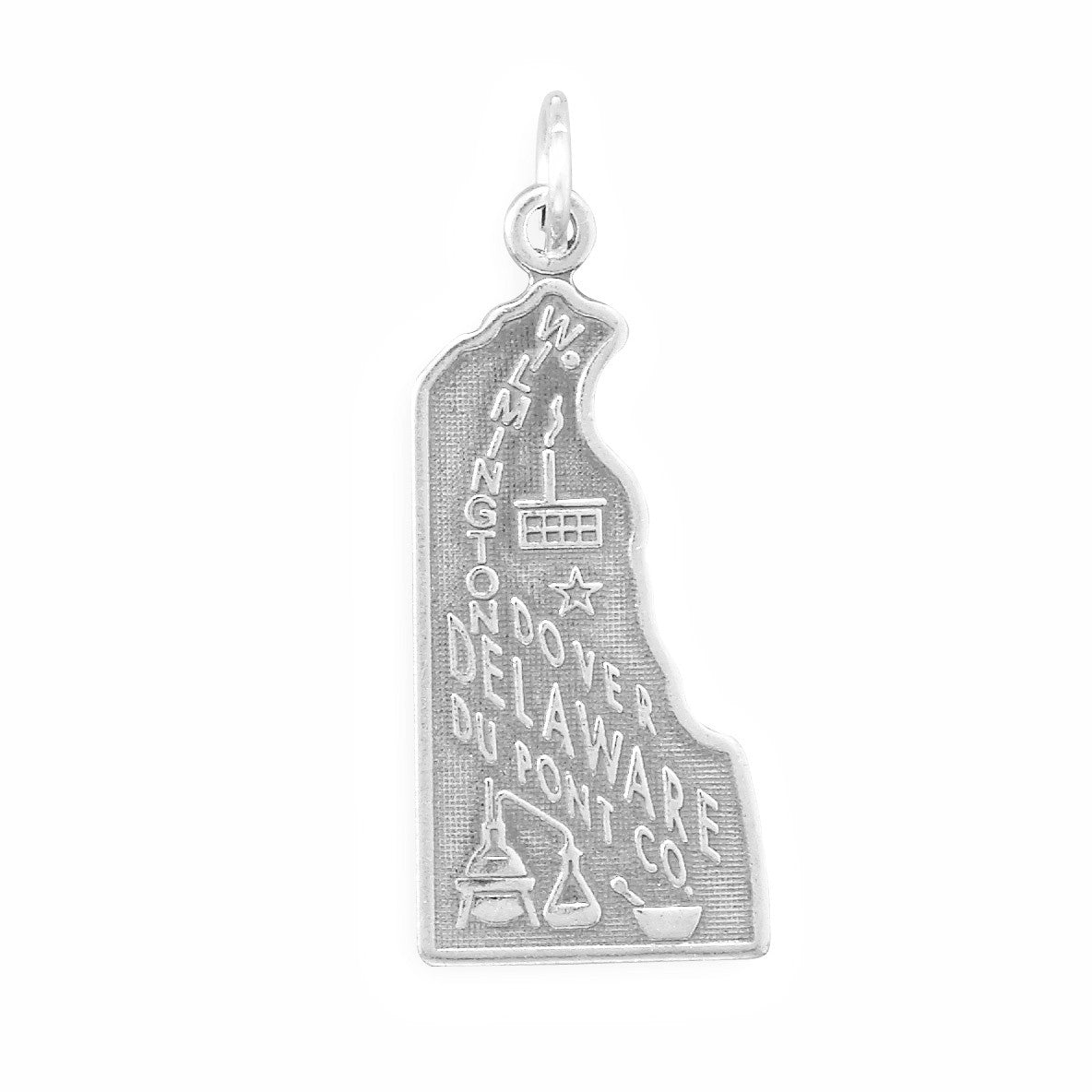 Oxidized Sterling Silver Delaware State Charm, Made in USA