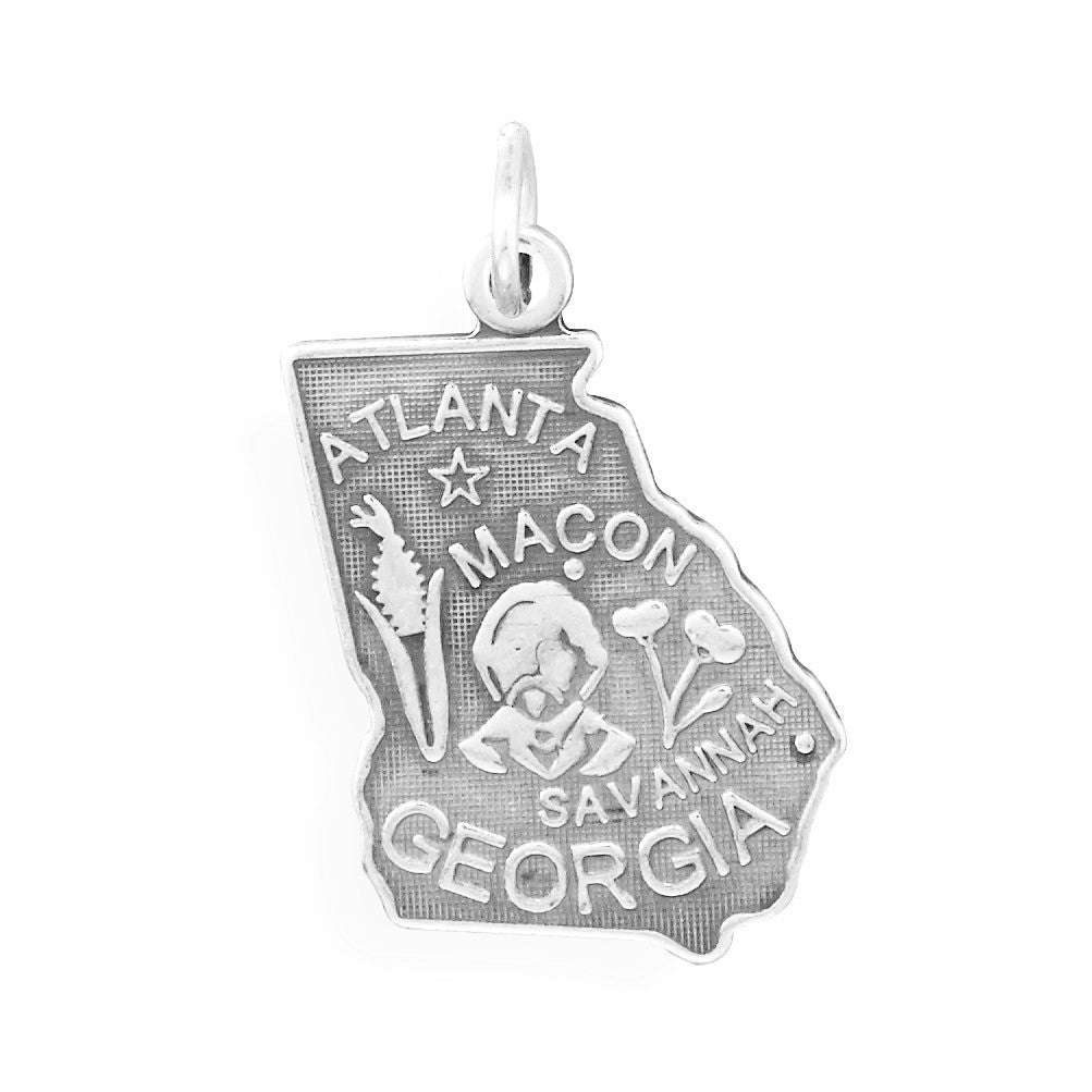 Oxidized Sterling Silver Georgia State Charm, Made in USA