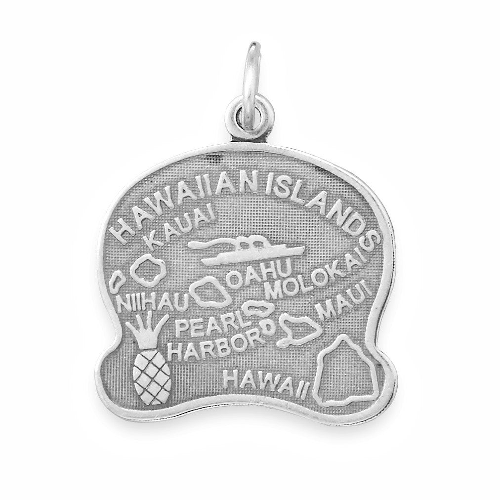 Oxidized Sterling Silver Hawai'i State Charm, Made in USA