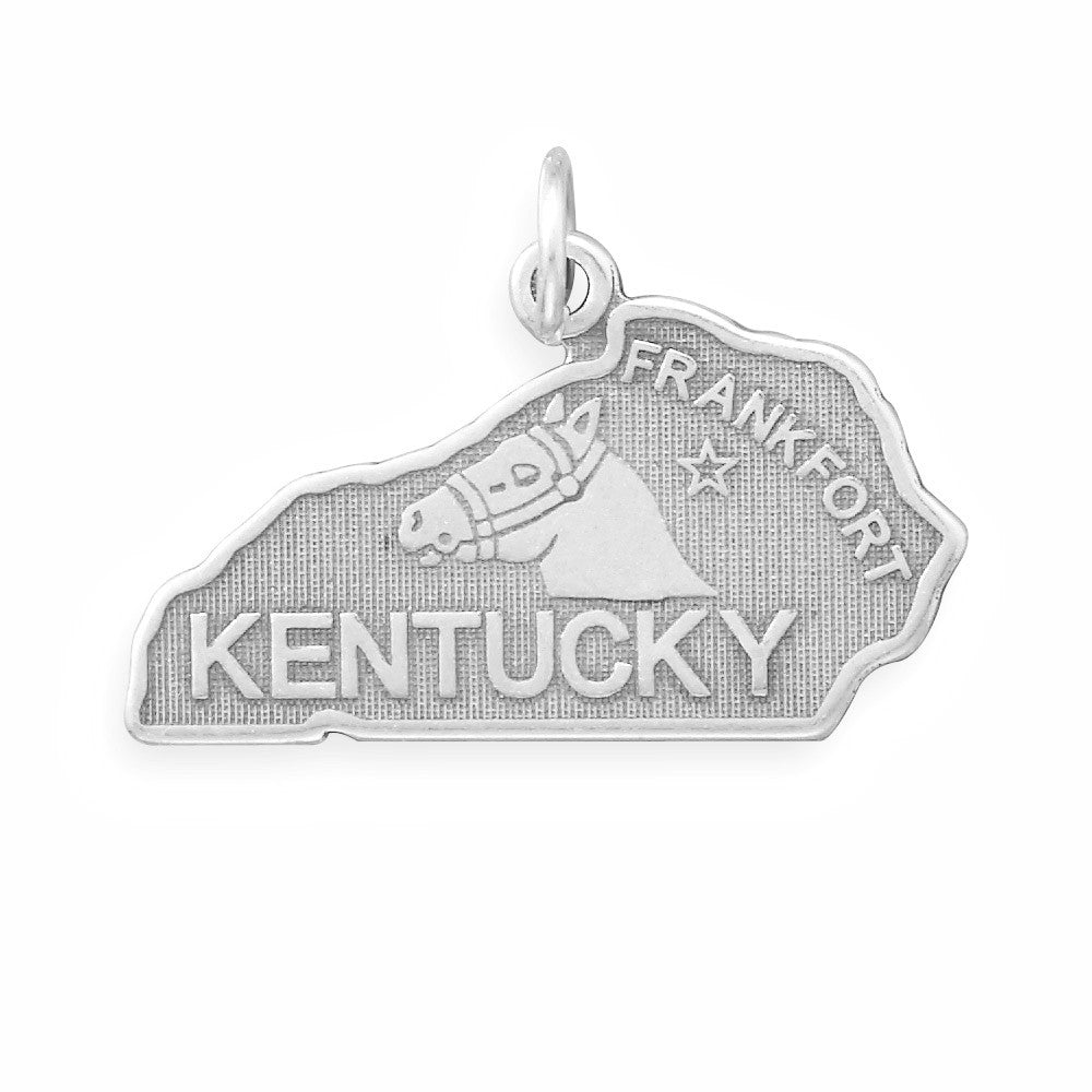 Oxidized Sterling Silver Kentucky State Charm, Made in USA