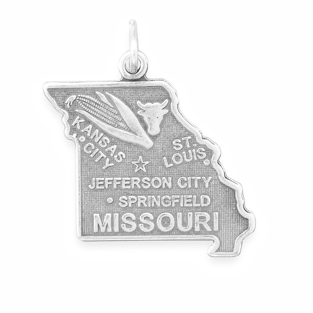 Oxidized Sterling Silver Missouri State Charm, Made in USA