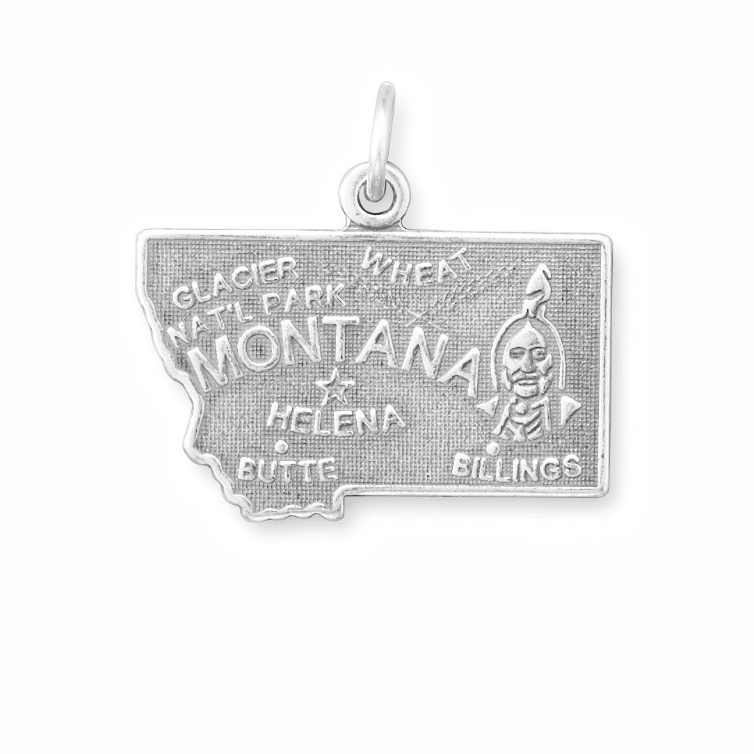 Oxidized Sterling Silver Montana State Charm, Made in USA