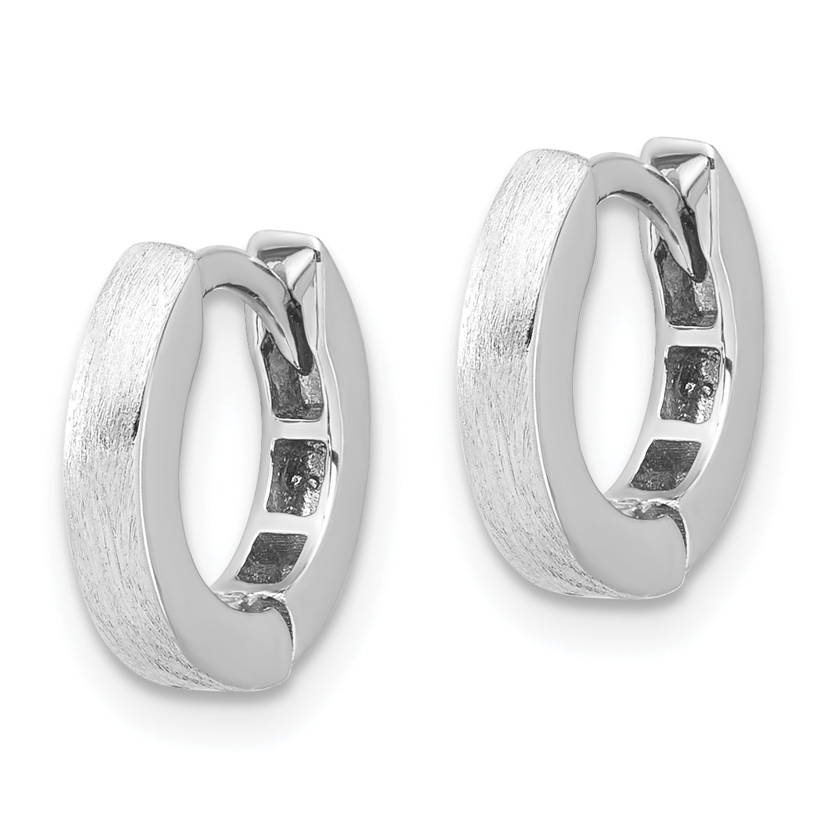 Extel Sterling Silver Rhodium-plated Brushed Hinged Hoop Earrings, Huggie Hoops Earrings for Women