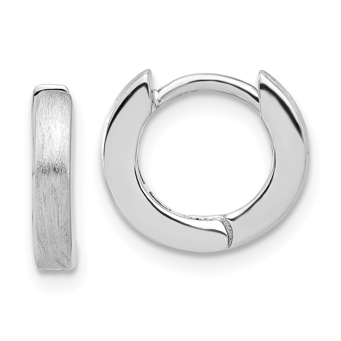 Extel Sterling Silver Rhodium-plated Brushed Hinged Hoop Earrings, Huggie Hoops Earrings for Women