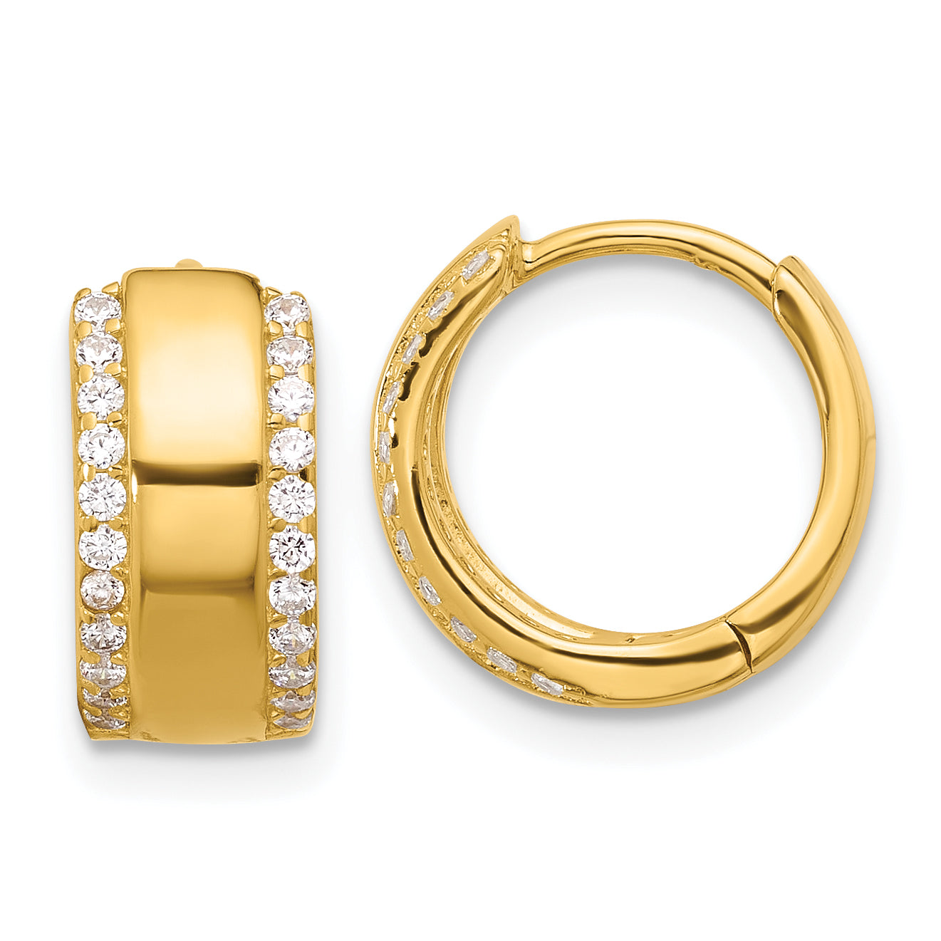 Extel Sterling Silver Gold-tone CZ Edged Hinged Hoop Earrings, Huggie Hoops Earrings for Women