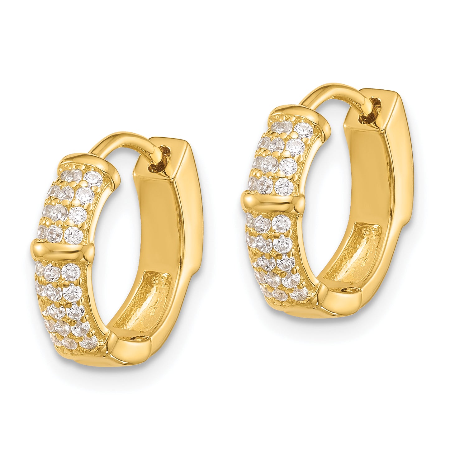 Extel Sterling Silver Gold-tone CZ Hinged Huggie Hoop Earrings, Huggie Hoops Earrings for Women