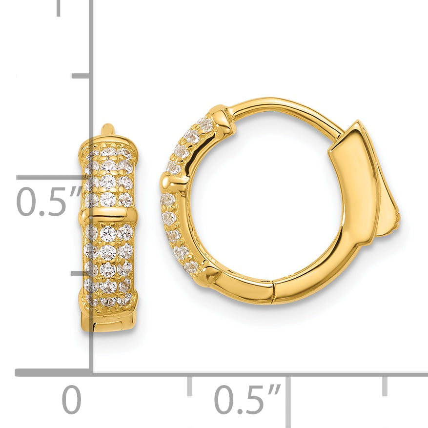 Sterling Silver Gold-tone 12x5mm Huggie Hoop Earrings