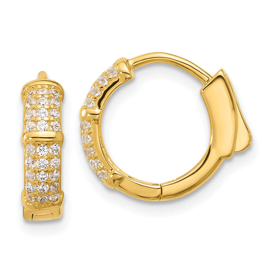 Extel Sterling Silver Gold-tone CZ Hinged Huggie Hoop Earrings, Huggie Hoops Earrings for Women