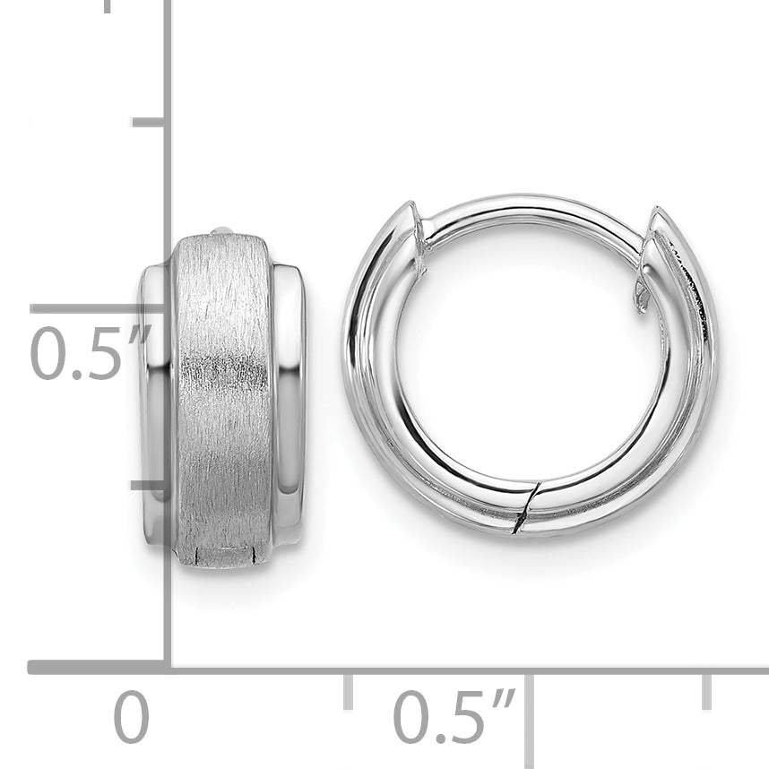 Sterling Silver Rhodium-plated Brushed 4x13mm Hinged Hoop Earrings