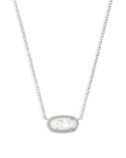 Elisa Short Pendant Necklace Rhodium Ivory Mother Of Pearl