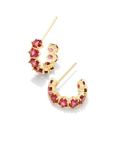 Cailin Crystal Huggie Earrings Gold Red Crystal Jewelry