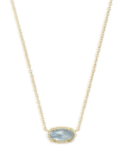 Elisa Short Pendant Necklace Gold Light Blue Illusion