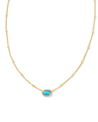 Mini Elisa Satellite Short Pendant Necklace Gold Turquoise Magnesite