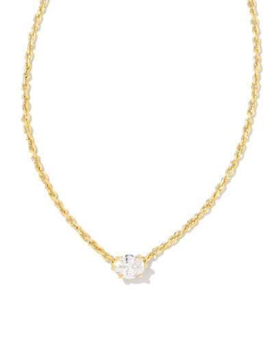 Cailin Crystal Pendant Necklace Gold Metal White Cz Jewelry