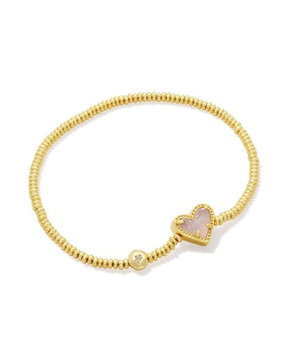 Ari Heart Stretch Bracelet Gold Iridescent Drusy Jewelry