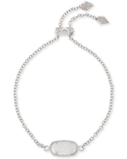 Elaina Delicate Chain Bracelet Rhodium Iridescent Drusy