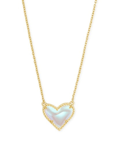 Ari Heart Short Pendant Necklace Gold Dichroic Glass Design