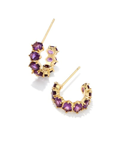 Cailin Crystal Huggie Earrings Gold Purple Crystal Glam