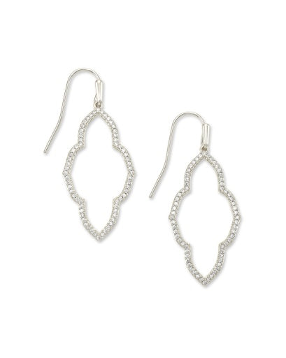 Abbie Small Open Frame Earrings Rhodium Metal Sparkle