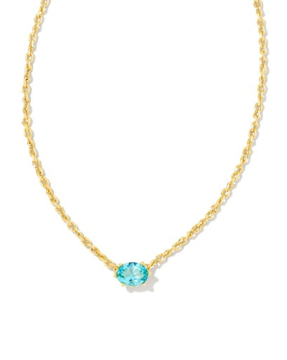 Cailin Crystal Pendant Necklace Gold Aqua Crystal Jewelry