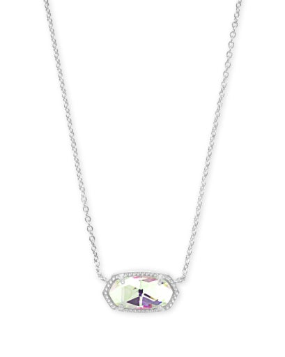 Elisa Short Pendant Necklace Rhodium Dichroic Glass Jewelry