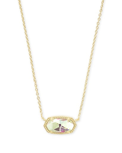 Elisa Short Pendant Necklace Gold Dichroic Glass Jewelry